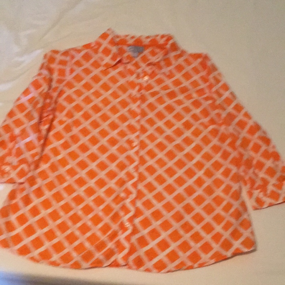 Orange and white silk blend blouse